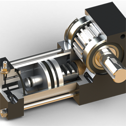 Like a rotary actuator but with unidirectional rotation